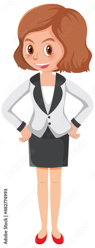 A secretary cartoon character on white background A secretary cartoon character on white background
