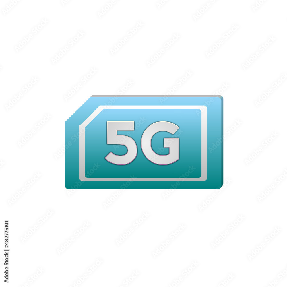 Illustration of a Blue color 5g SIM card, isolated on a white background Illustration of a Blue color 5g SIM card, isolated on a white background