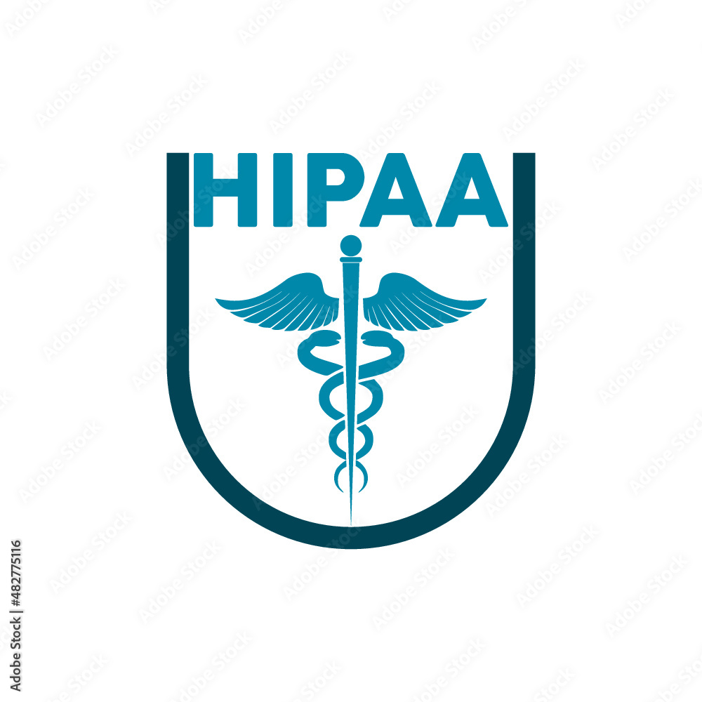 HIPAA Compliance Icon with Medical Symbol isolated on white background