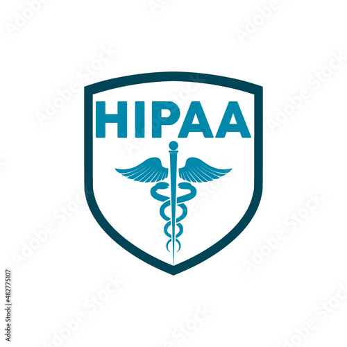 HIPAA Compliance Icon with Medical Symbol isolated on white background