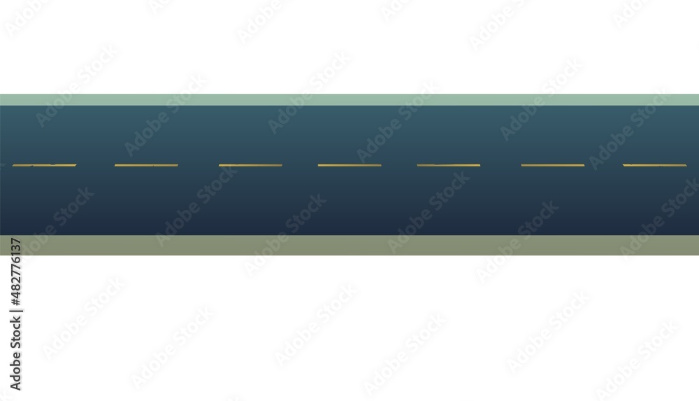 Good asphalt road with markup. Side view. Quality modern empty highway. Suburban intercity pathway. Isolated on white background. Vector Good asphalt road with markup. Side view. Quality modern empty highway. Suburban intercity pathway. Isolated on white background. Vector