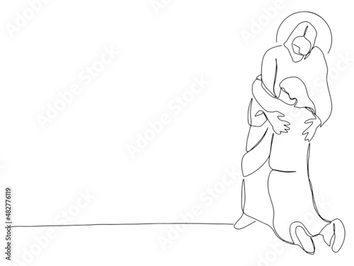 Continuous line drawing of Jesus Christ vector illustration Testament
Bible