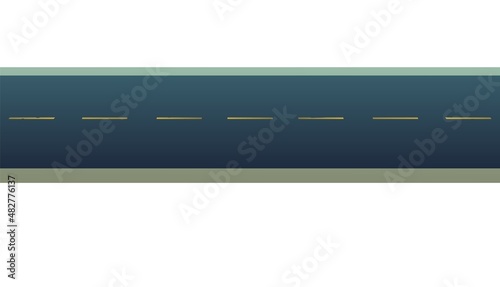 Good asphalt road with markup. Side view. Quality modern empty highway. Suburban intercity pathway. Isolated on white background. Vector