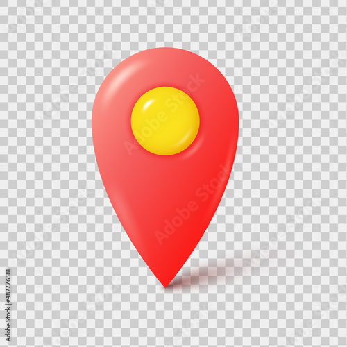 3d realistic red location pin. Gps pointer marker icon