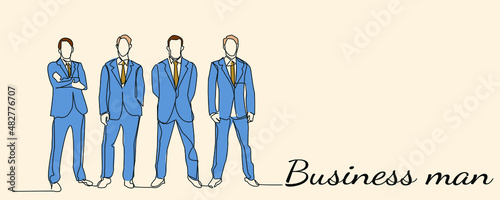 continuous line drawing of a business presentation during a team meeting, working concept vector illustration.