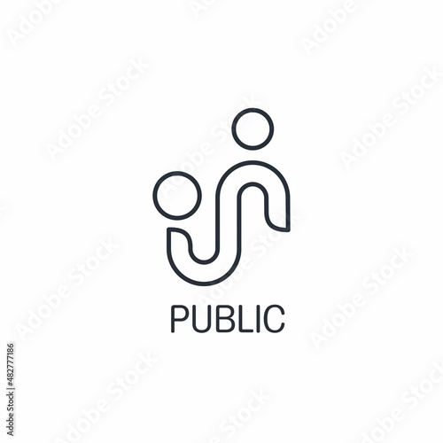Abstract image of a group of people. Public. Vector linear icon isolated on white background
