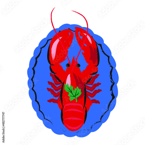 Grilled lobster vector illustration