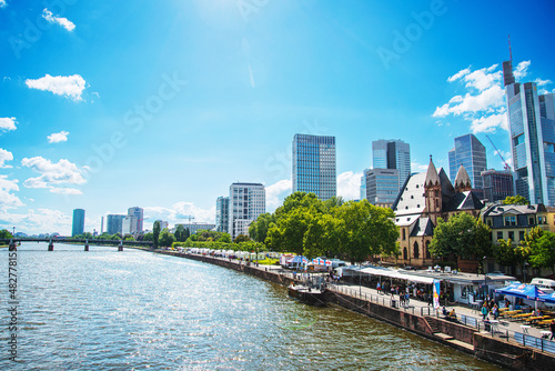 Frankfurt, Germany - June 12, 2019: River view of Frankfurt am Main, Germany © ilolab