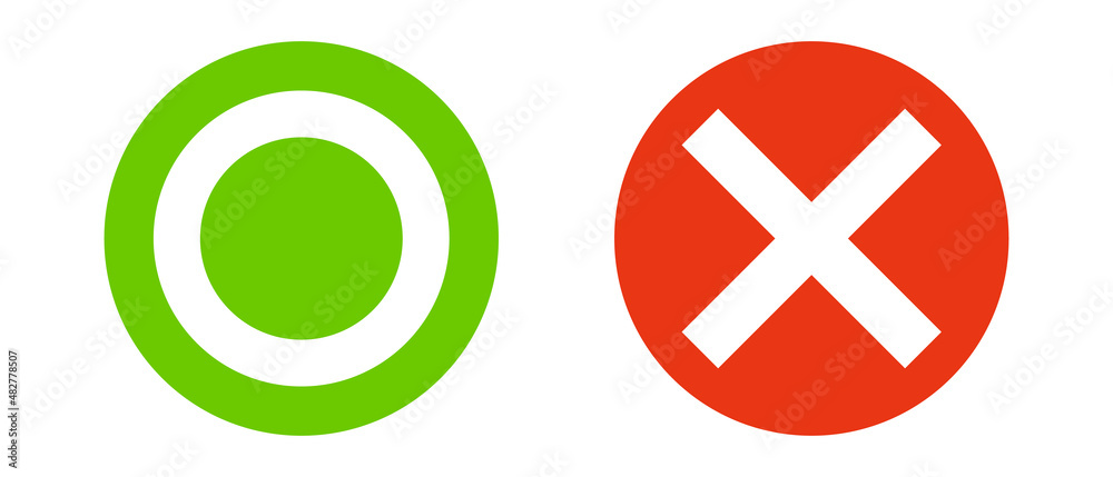 Circle and cross icon set. Vector. Circle and cross icon set. Vector.