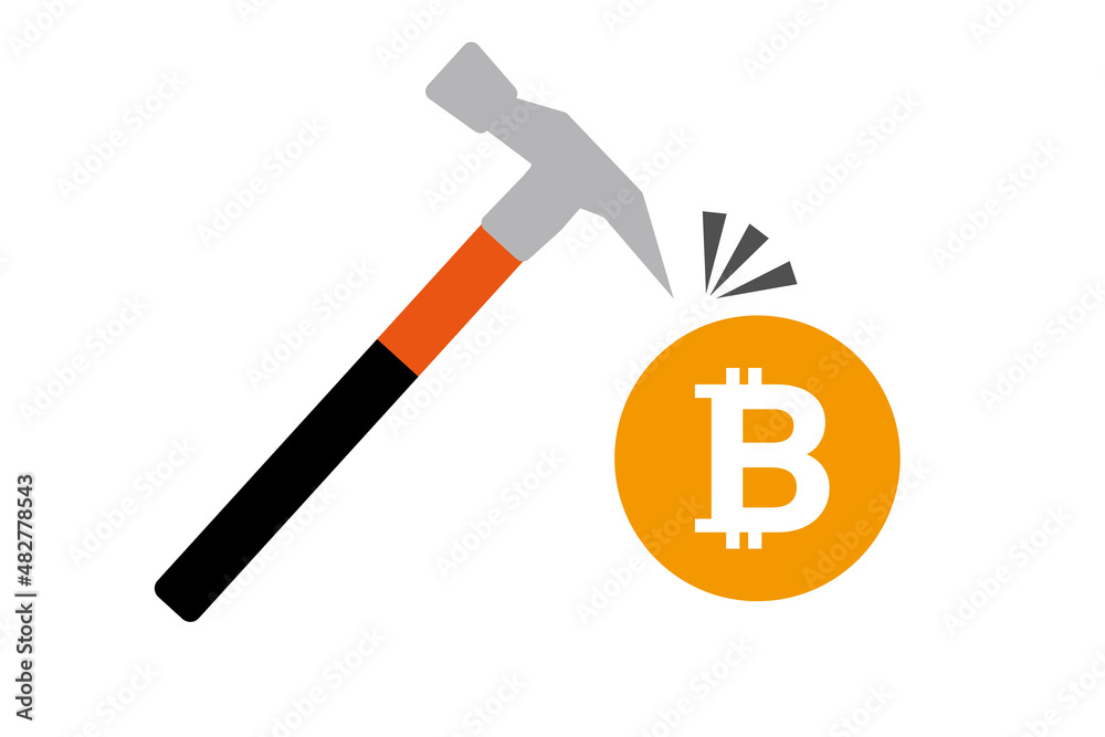 Bitcoin mining icons. Cryptocurrency. Vector. Bitcoin mining icons. Cryptocurrency. Vector.