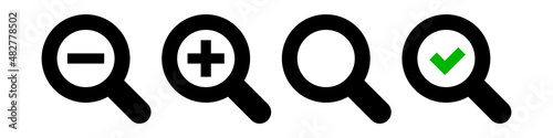 Magnifying glass icon set. Vector.