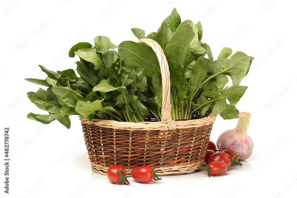 Naklejka premium Spinach on a white background