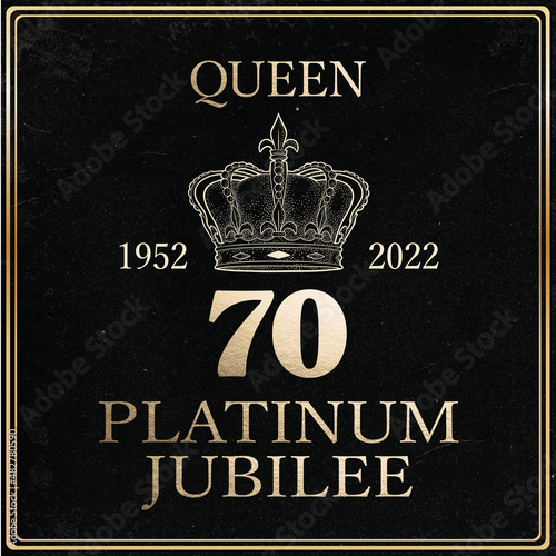 Billede på lærred Square design for Platinum Jubilee celebration of the Queen's 70th year on the throne