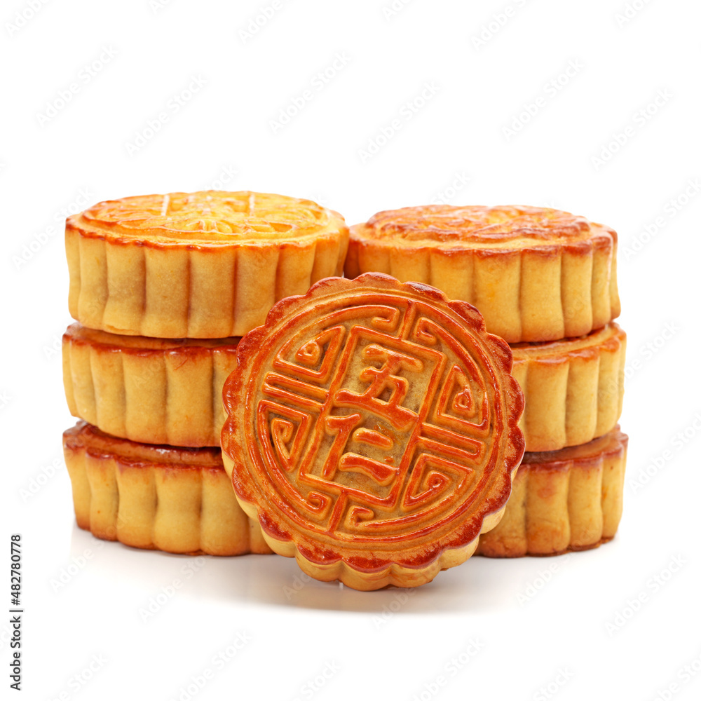 Mid-Autumn Festival moon cake on white background Mid-Autumn Festival moon cake on white background