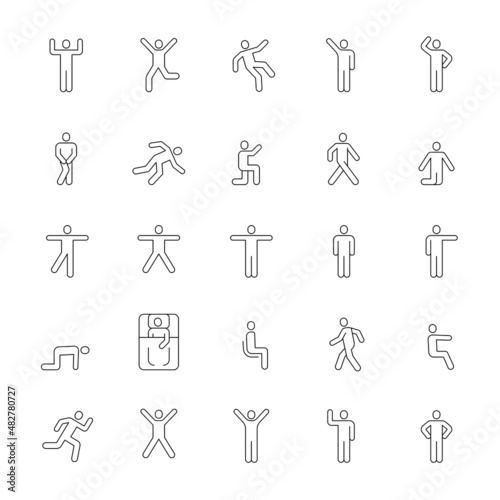 A set of line icons, male, man, action, icons, vector illustration.
