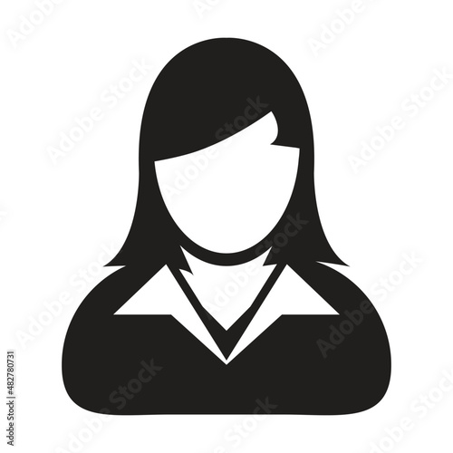 Manager icon vector female user person profile avatar symbol for business in a flat color glyph pictogram sign illustration