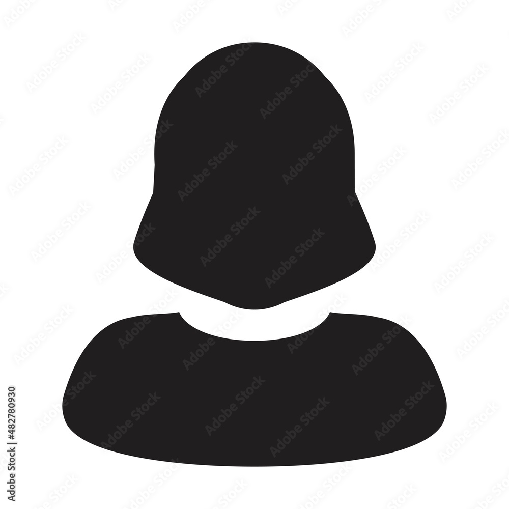 Employee icon vector female user person profile avatar symbol for business in a flat color glyph pictogram sign illustration