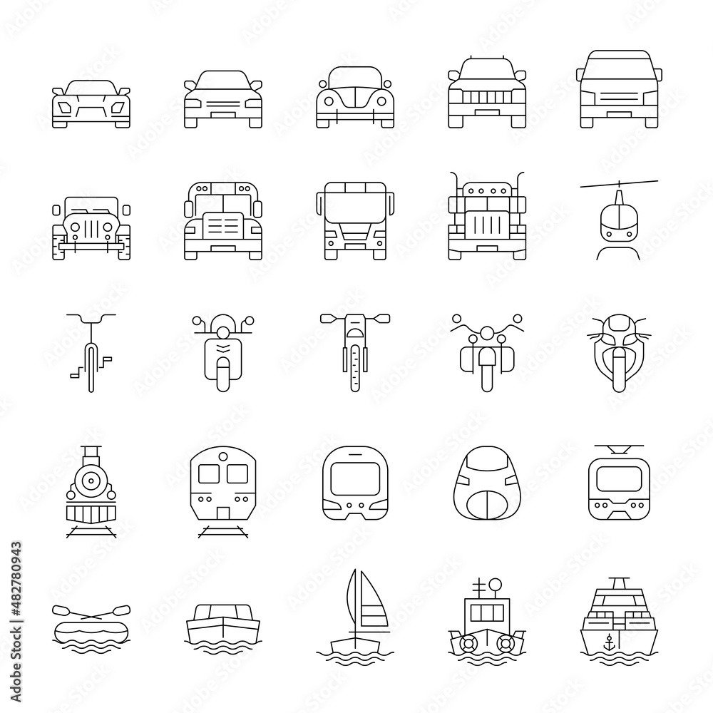 A set of line icons, vehicle, icons, vector illustration.
