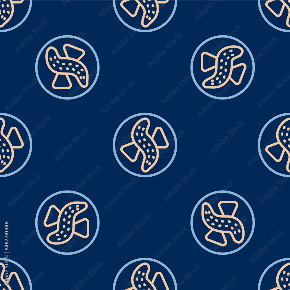 Line Served cucumber on a plate icon isolated seamless pattern on blue background. Marine food. Vector Line Served cucumber on a plate icon isolated seamless pattern on blue background. Marine food. Vector
