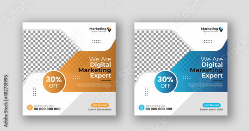 Business social media post square flyer Digital marketing banner template
