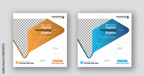 Business social media post square flyer Digital marketing banner template
