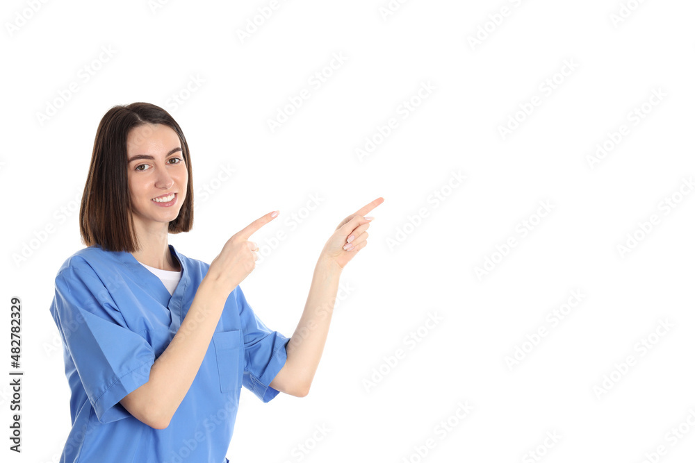 Female trainee nurse isolated on white background Female trainee nurse isolated on white background