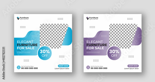 Business social media post square flyer furniture sale banner template