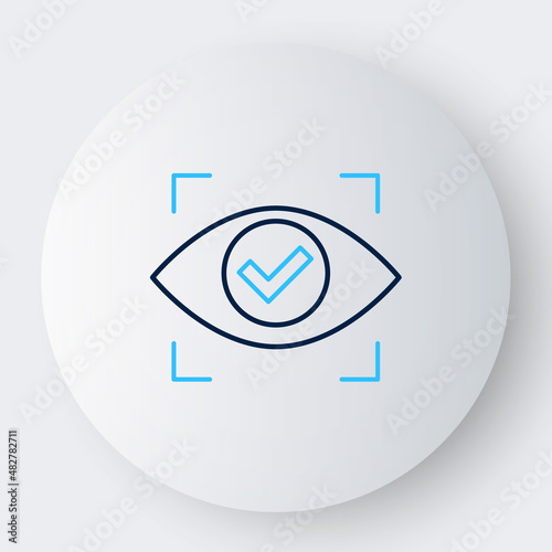 Line Eye scan icon isolated on white background. Scanning eye. Security check symbol. Cyber eye sign. Colorful outline concept. Vector