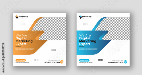 Business social media post square flyer Digital marketing banner template