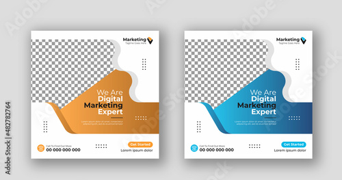 Business social media post square flyer Digital marketing banner template