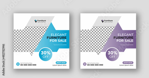Business social media post square flyer furniture sale banner template