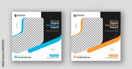 Business social media post square flyer Digital marketing banner template