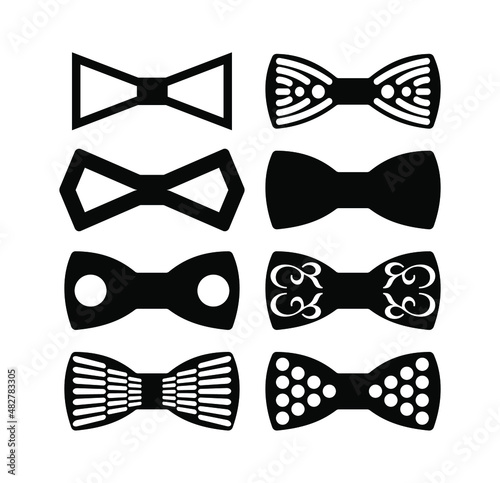 Bow Tie Icon Vector Template Flat Designs. Eight bow tie model, combine vector graphic design.  