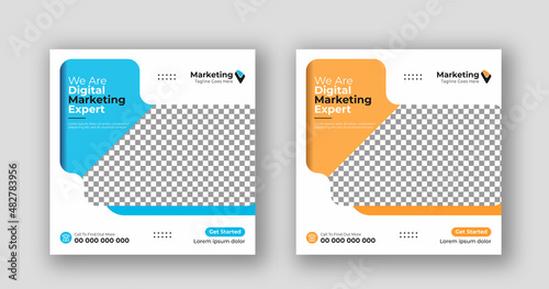 Business social media post square flyer Digital marketing banner template