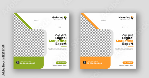 Business social media post square flyer Digital marketing banner template