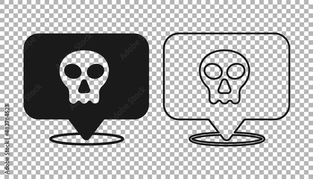 Black Skull icon isolated on transparent background. Happy Halloween party. Vector