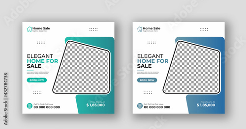 Business real estate social media post square flyer banner template