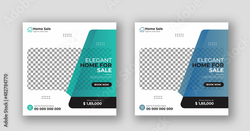 Business real estate social media post square flyer banner template