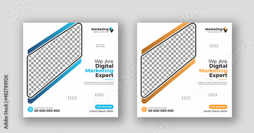 Business social media post square flyer Digital marketing banner template