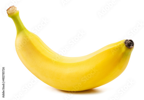 Perfect ripe yellow banana isolated on white background.