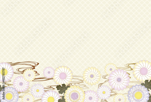 和風花柄フレーム　横向き