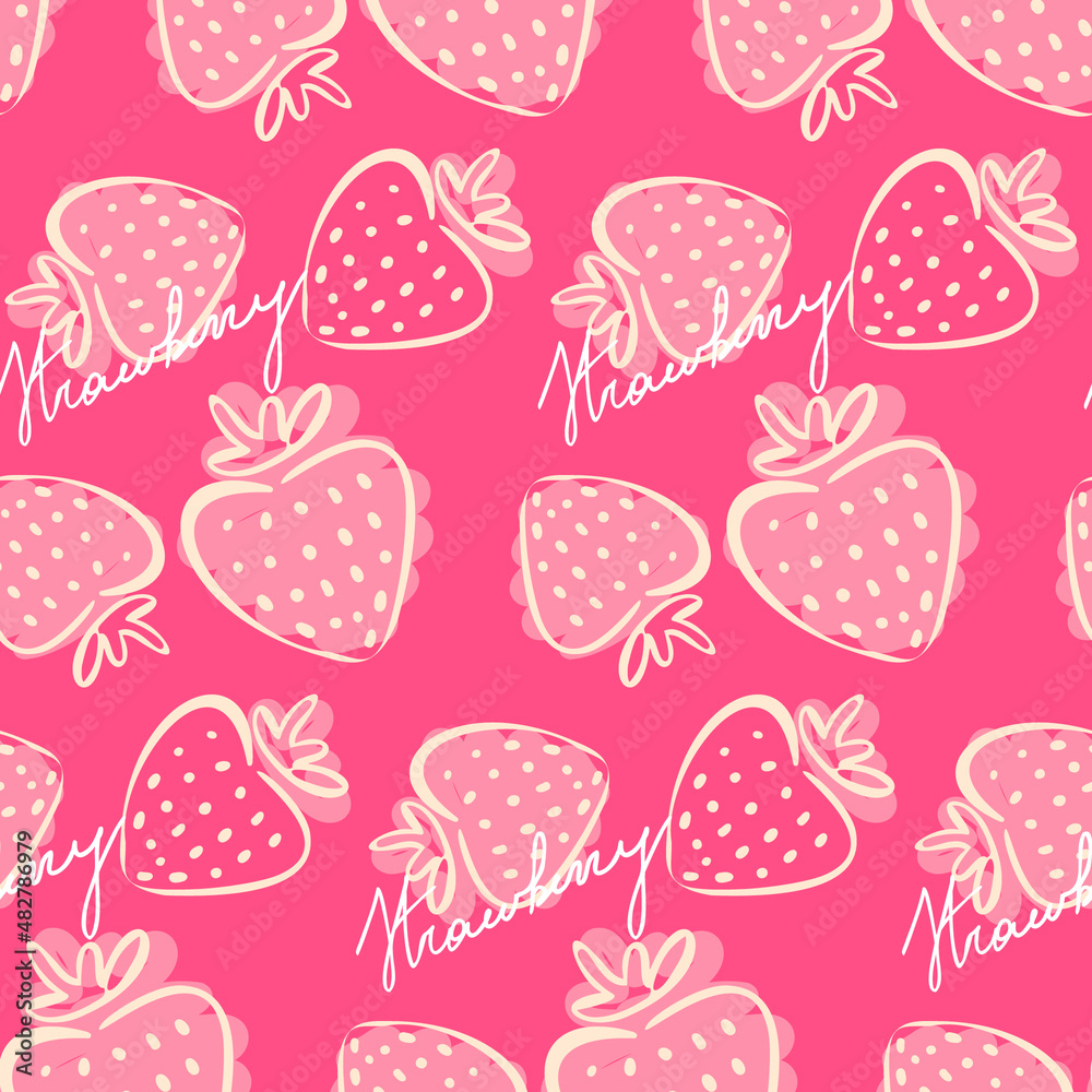 Vector Seamless Pattern With Strawberry Fresh Berry Background For Textile Wrapping  Paper Design Good For Healthy Food Natural Cosmetics Confectionery Stock  Illustration - Download Image Now - iStock