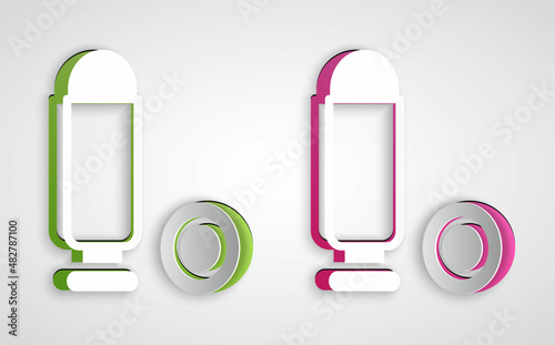 Paper cut Bullet icon isolated on grey background. Paper art style. Vector