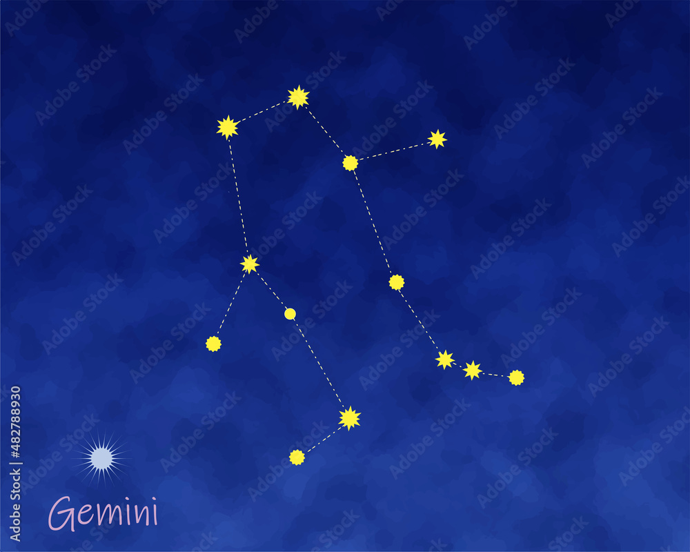 ふたご座の星々と夜空、ベクターイラスト Stock Vector Adobe Stock