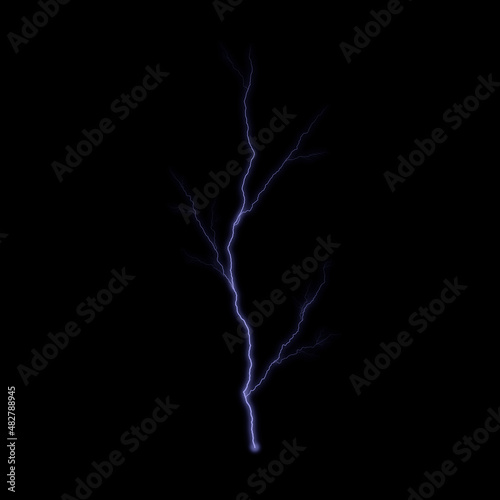 Lightnings, thunderbolt strikes during storm at night.