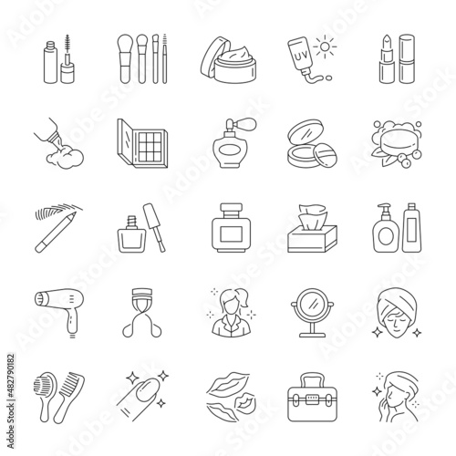 A set of line icons, Cosmetics, beauty product, icons, vector illustration. 