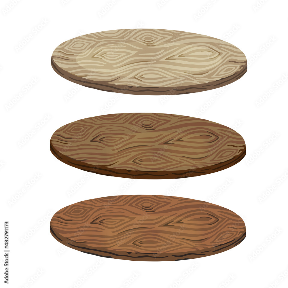 Set of wooden planks of trays isolated on a white background. Home comfort. Flat style. Vector illustration Set of wooden planks of trays isolated on a white background. Home comfort. Flat style. Vector illustration