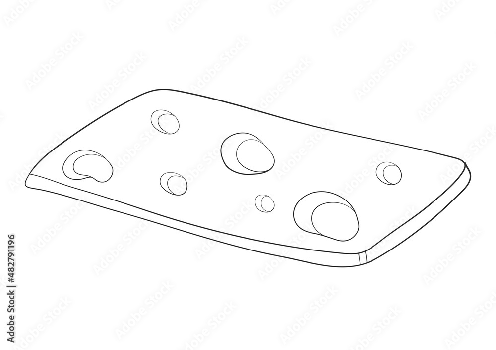 Piece of cheese in line style. Food. Milk product. Coloring book vector illustration Piece of cheese in line style. Food. Milk product. Coloring book vector illustration