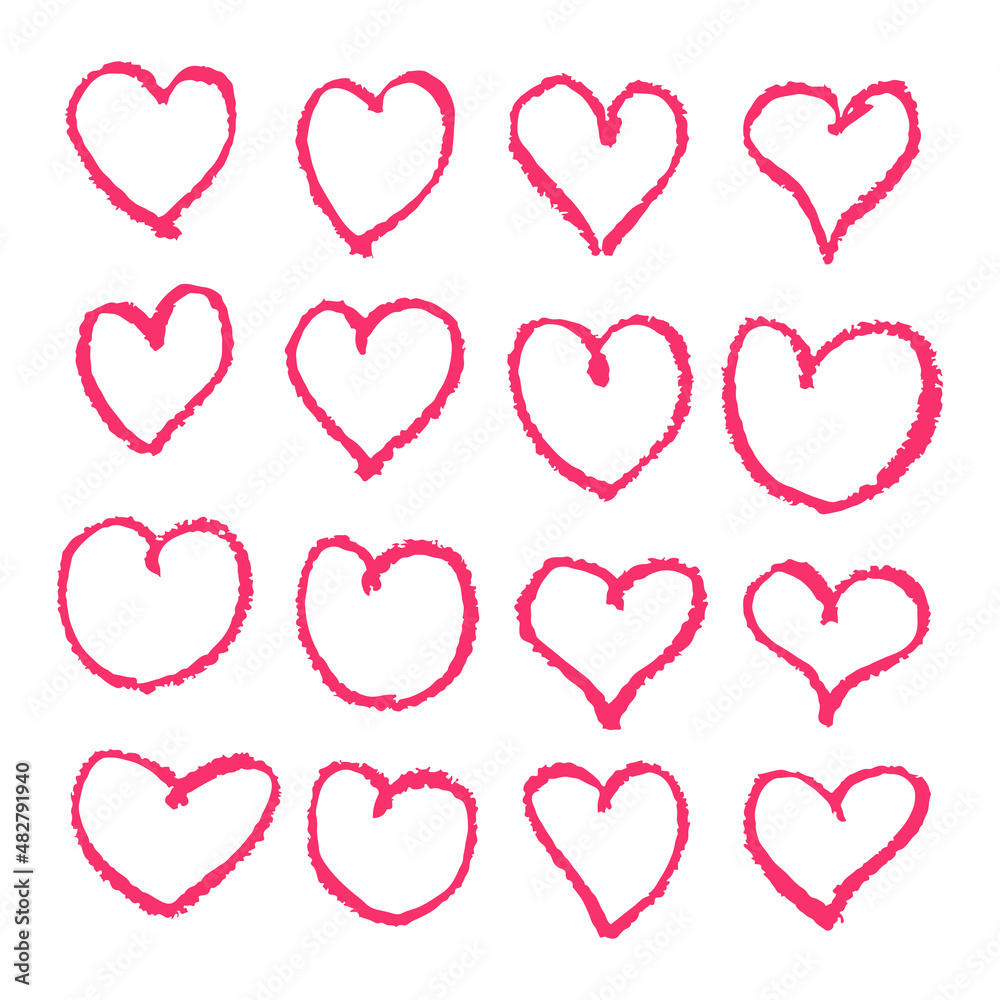 Vector set of Hand drawn hearts