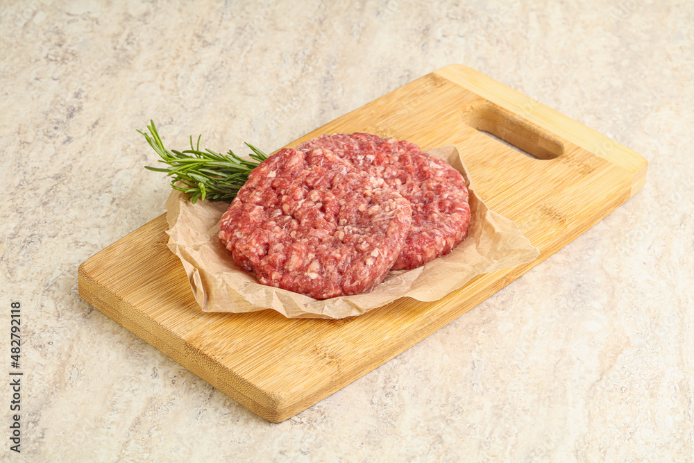 Raw beef burger cutlet for grill Raw beef burger cutlet for grill